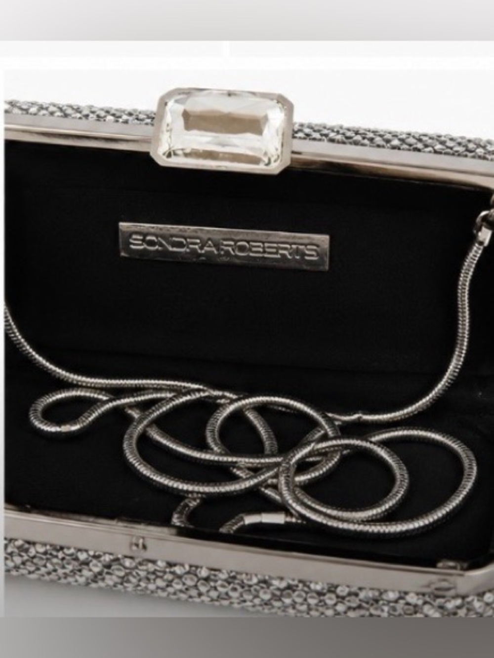EUC Elegant Sondra Roberts black&Silver Jeweled small(6.5x4) evening clutch - Picture 5 of 7